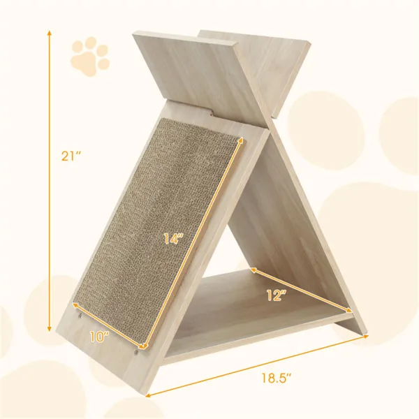 Gato Multi-Funcional con Superficie de Rasguño - 18.5"x12"x21", Zona de Rasgueo, Túnel y Silla de Madera — imagen 3