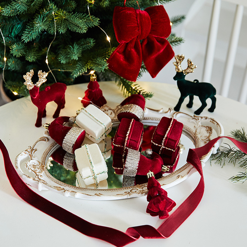 Adorno de Bola Irregular Rojo Navideño, Decoración para Árbol de Navidad con Reino de los Cielos — imagen 1