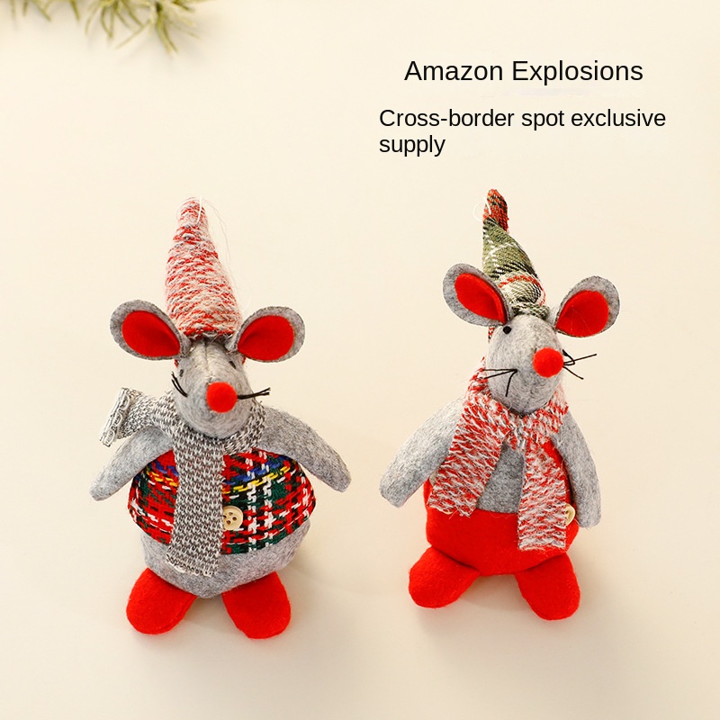 Christmas Mouse Plush Toy, Small Mouse Christmas Decoration Ornament Holiday Figurine for Display — image 1