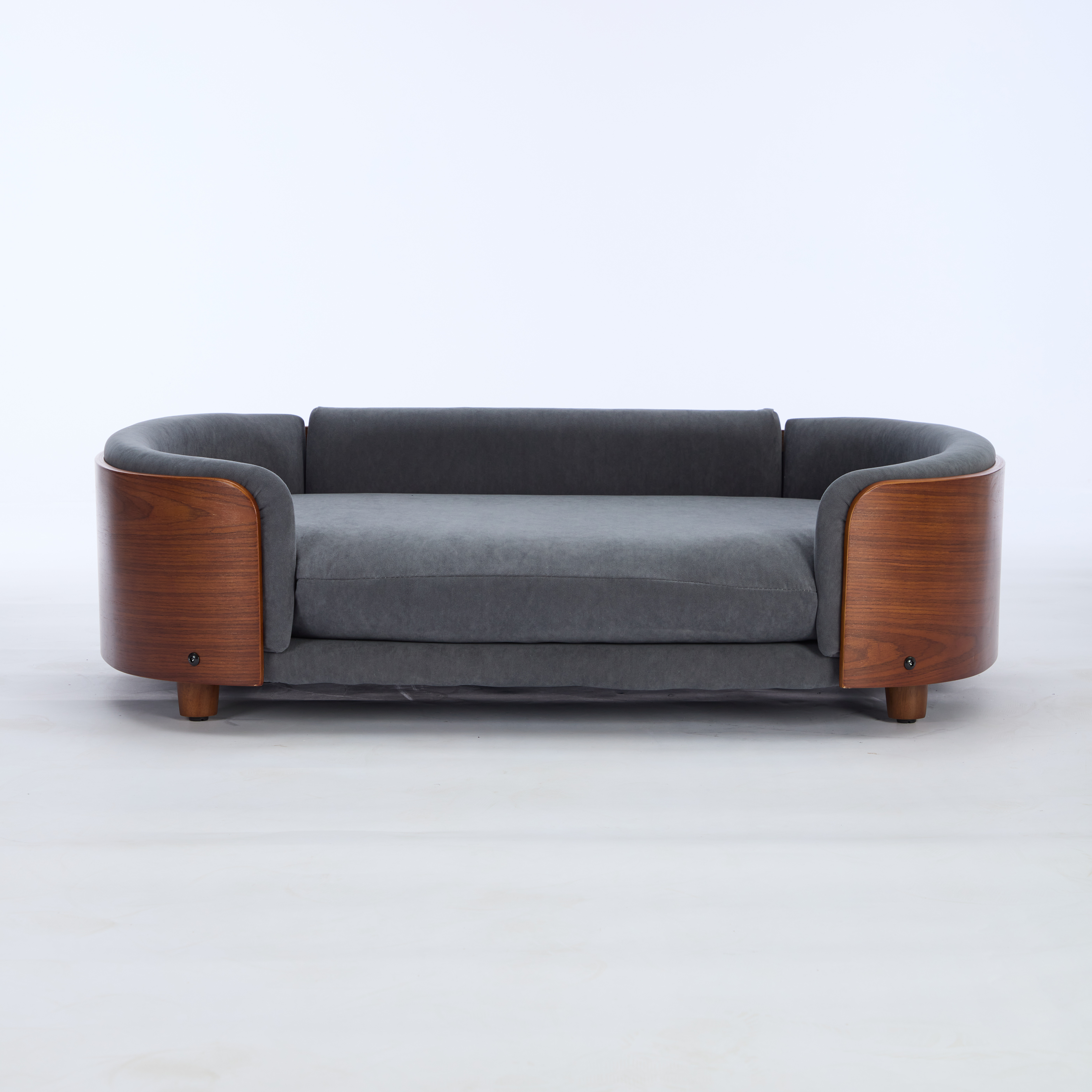 Scandinavian style Elevated Dog Bed Pet Sofa With Solid Wood legs and Walnut Bent Wood Back, Velvet, Large Size — image 17