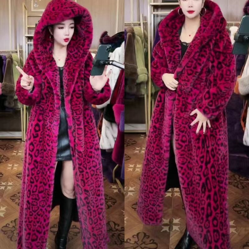 Traje de Pelo Falso de Leopardo Grueso Plus Size — imagen 8