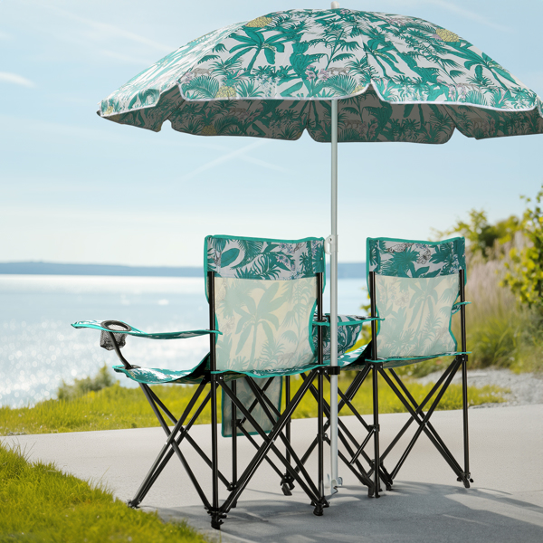 Pineapple Pattern Fishing Chair Iron Bracket Oxford Cloth 85kg With Sun Umbrella — imagen 1