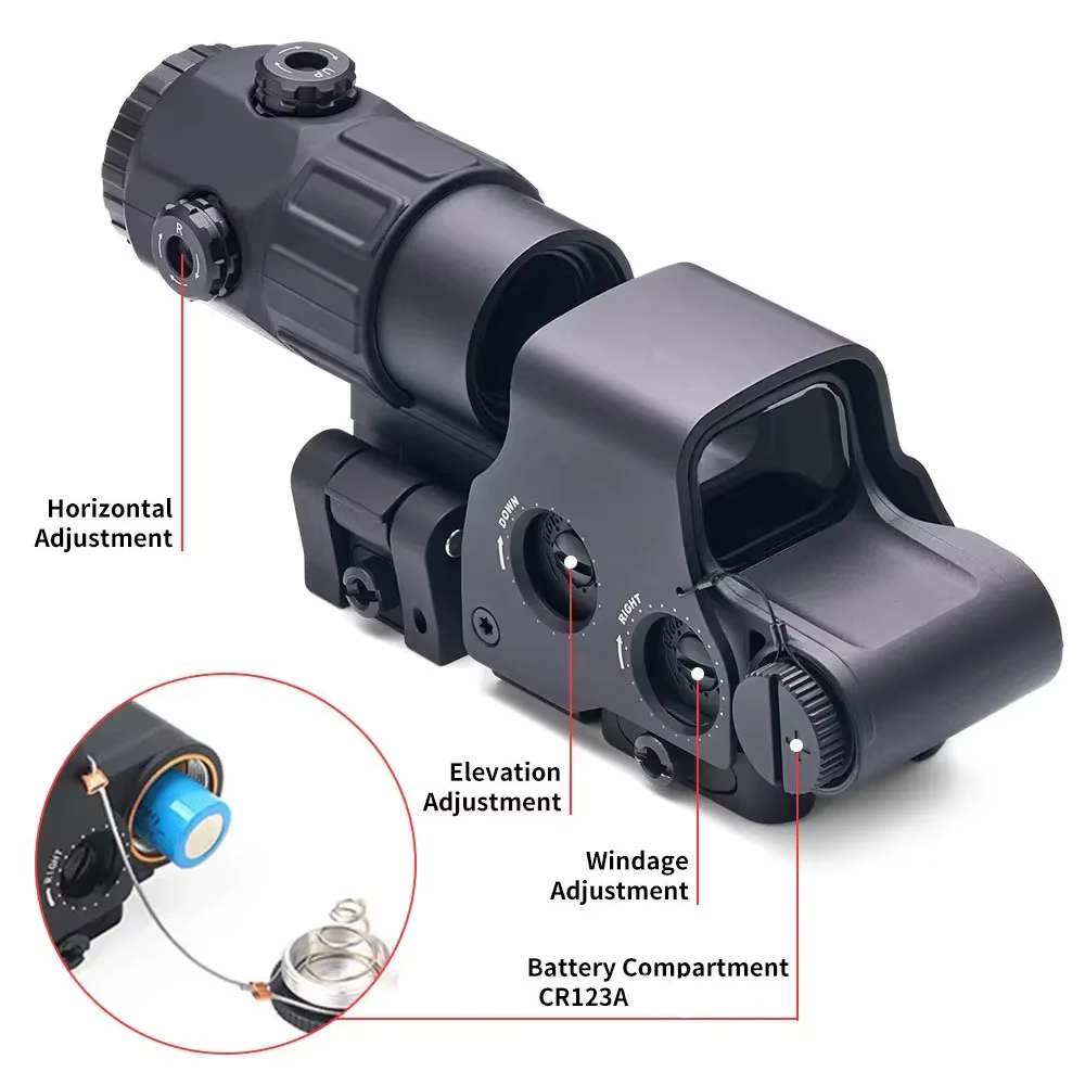 558+G33 Holographic Reflex Sight Red Dot Optic Sight with G33 3X Magnifier Combo Built-in Flip QD Mount — image 2