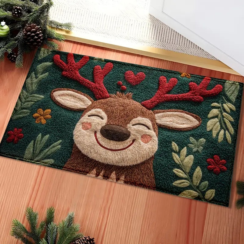 Gingerbread Man Reindeer Welcome Mat, 40x60cm Non-Slip Christmas Doormat for Indoor/Outdoor — image 6