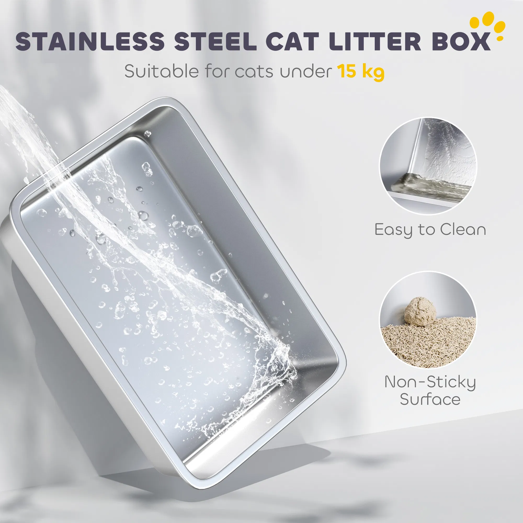 Extra Large Stainless Steel Litter Box, Enclosed Kitty Litter Box for Big Cats with Scoop, Deodorizer Bag — image 6