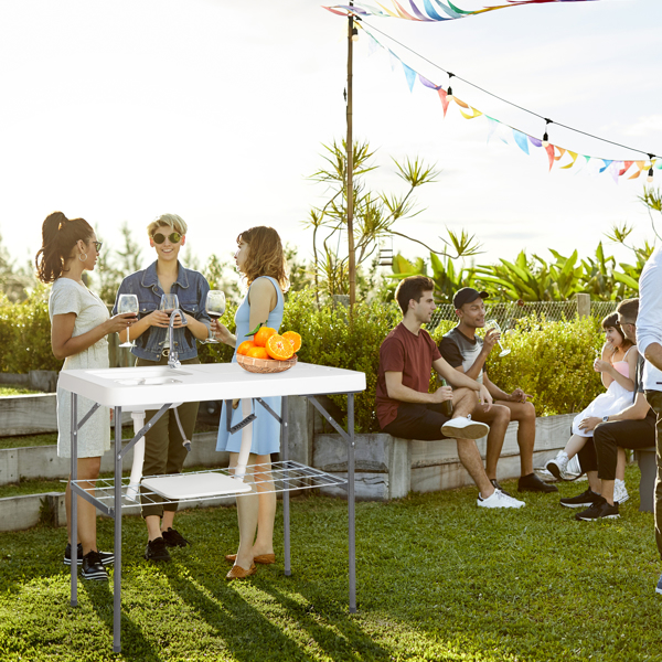 With Wire Mesh, White, Outdoor Fish Killing Table, HDPE, Rectangular Shape, Foldable — image 4