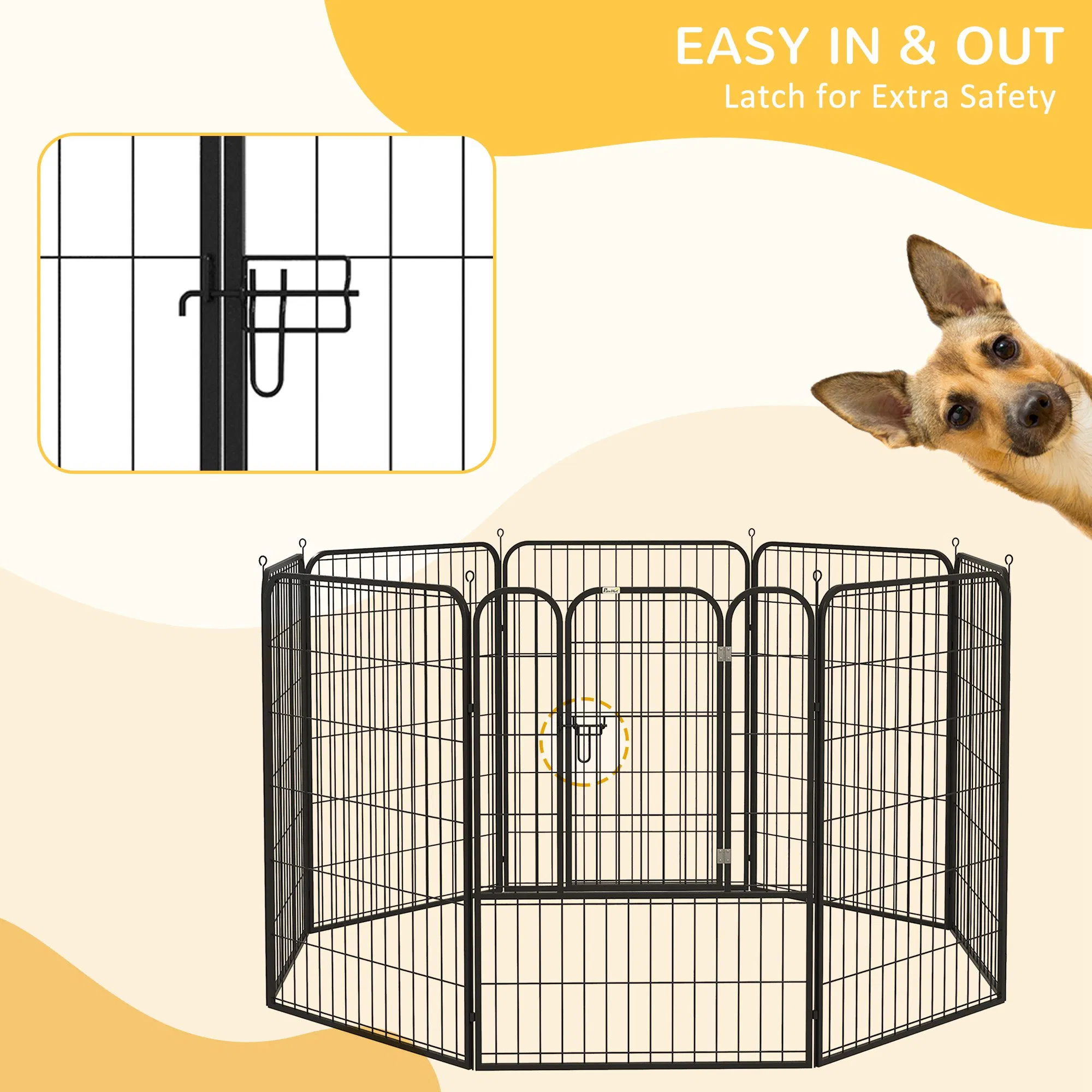 8 Panel Pet Playpen Play Yard Fence Home DIY Heavy-Duty Metal Foldable Indoor Outdoor 39"H — image 5