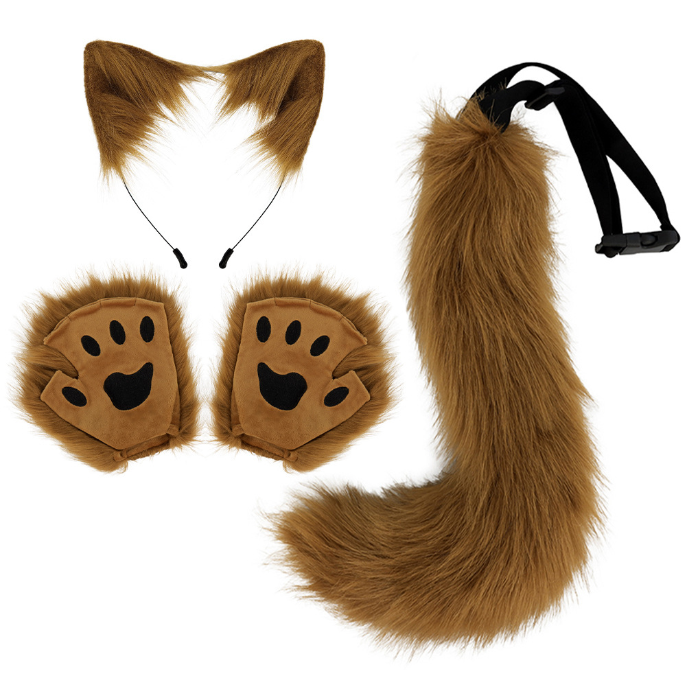 Halloween DIY Animal Ears Headband Cosplay Realistic Cat Set Paw Gloves Fingerless Gloves Cos Accessories — image 10
