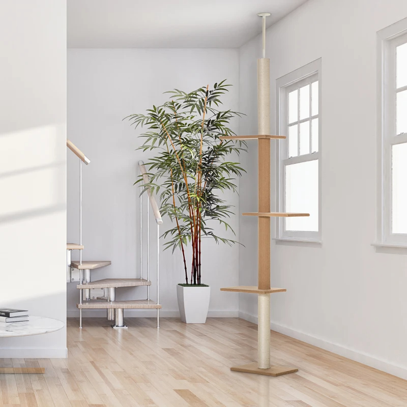 Árbol de Gatos de Techo a Suelo con Postes de Escalada de Sisal Cubiertos - Centro de Actividad para Gatos y Kitten — imagen 7