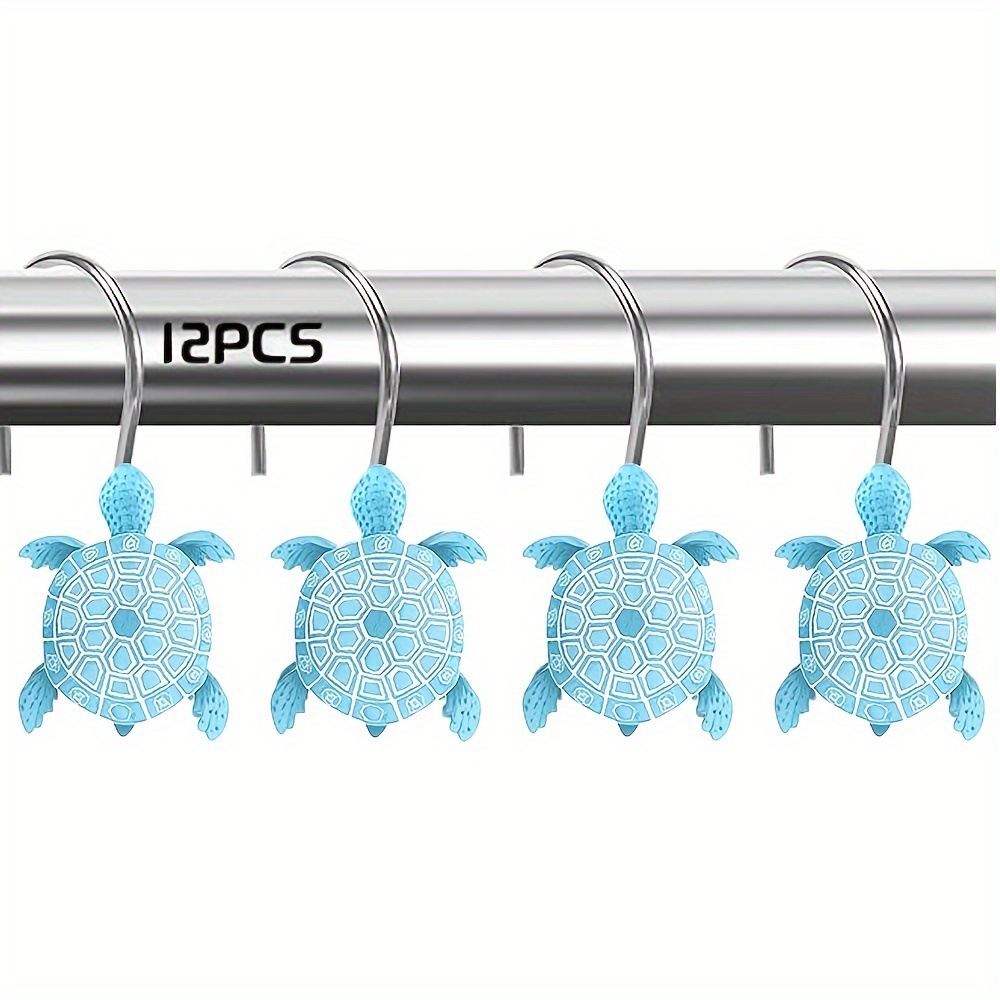 Blue Turtle-Shaped No-Drill Stainless Steel & amp; Resin Wall Hook for Bathroom Shower Curtain — image 2