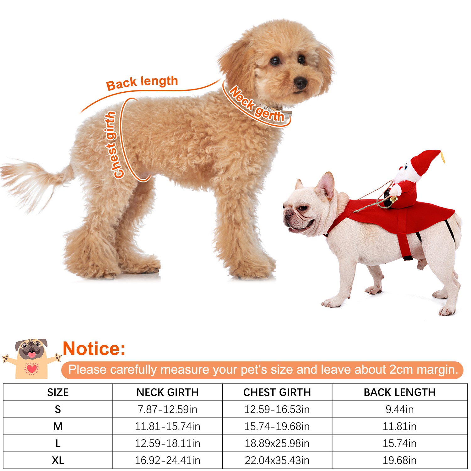 Opciones de Tamaño S-M-L-X - 1 Pieza Traje de Navidad para Mascotas - Chaqueta Roja con Patrón de Papá Noel y Campana para Perros y Gatos — imagen 8