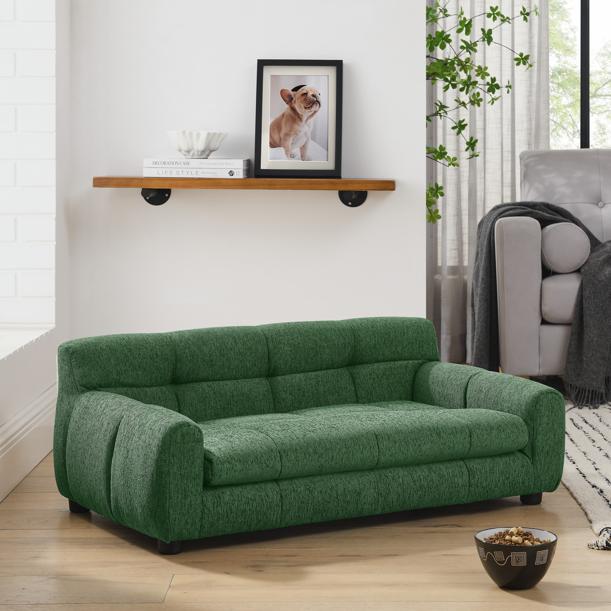 Sofá para Mascotas Suaves y Cómodos con Acompas y Espaldar, Ideales para Sofás Modernos Rectangulares para Perros Pequeños y Medianos de Color Verde — imagen 3
