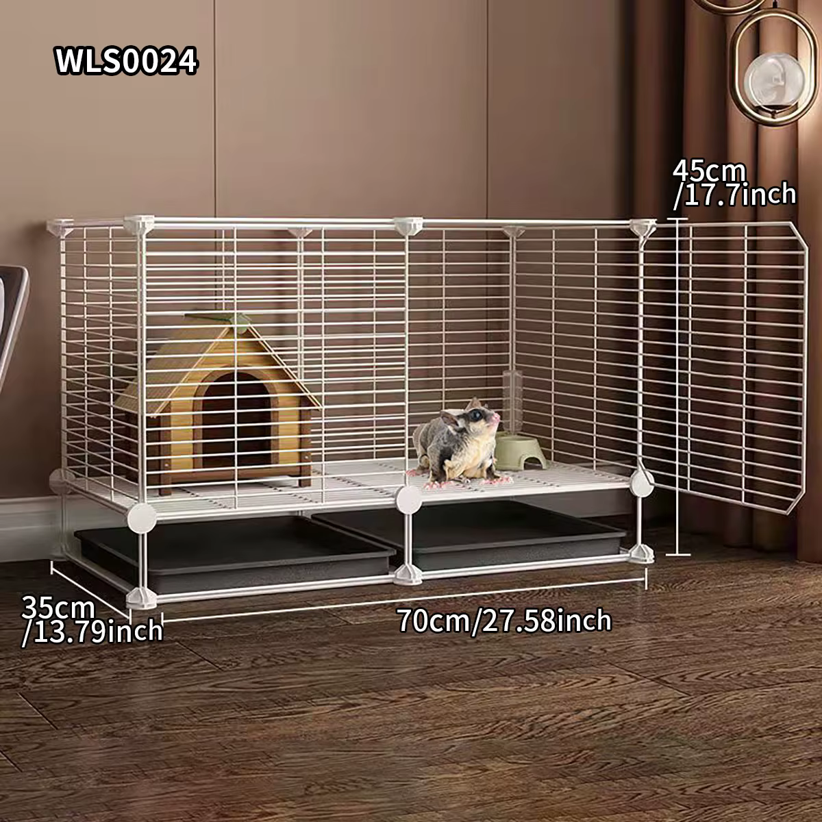 Caja para Pequeños Animales para Uso en Casa, Ahorradora de Espacio con Letrina, Caja Grande para Conejos, Caja para Glider y Ardilla con bandeja — imagen 4