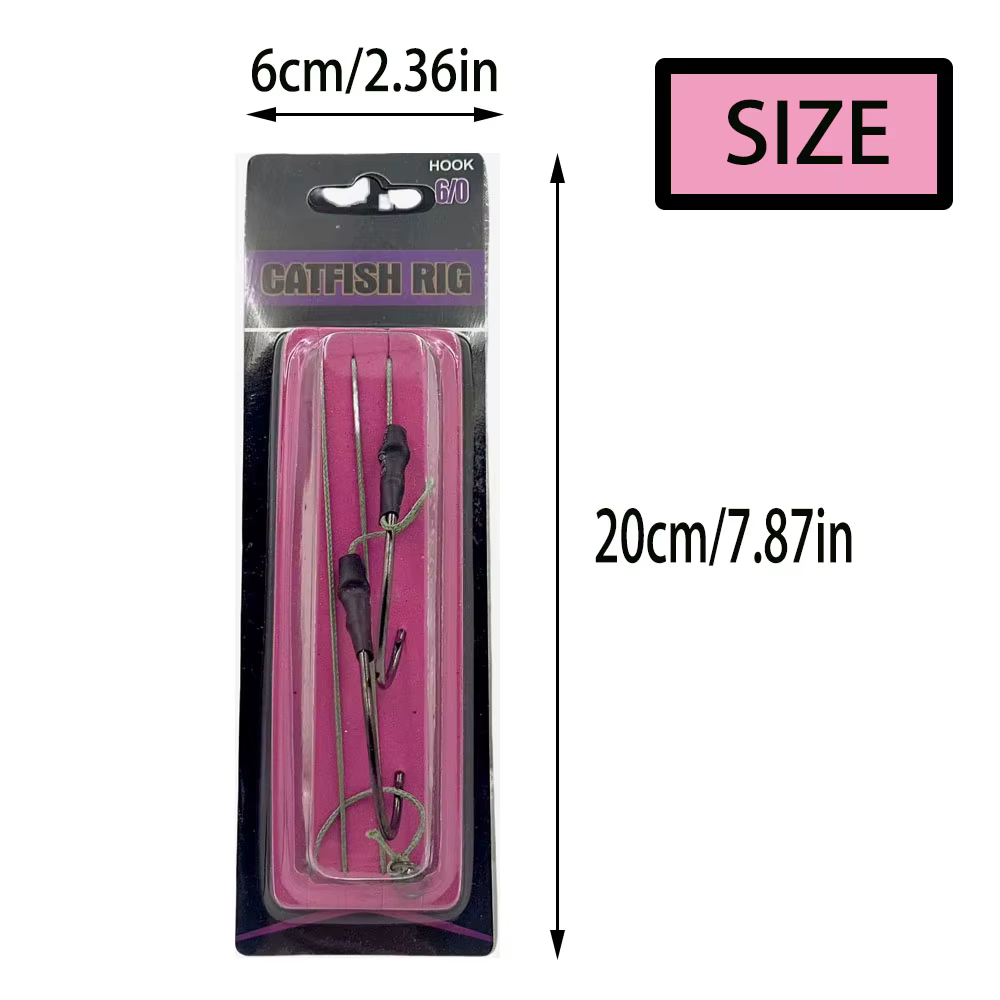 Outdoor Catfish Fishing Gear Set - Two Heavy-Duty Single Hooks, Bite-Resistant Pe Tubing (Freshwater Night Fishing) — image 6