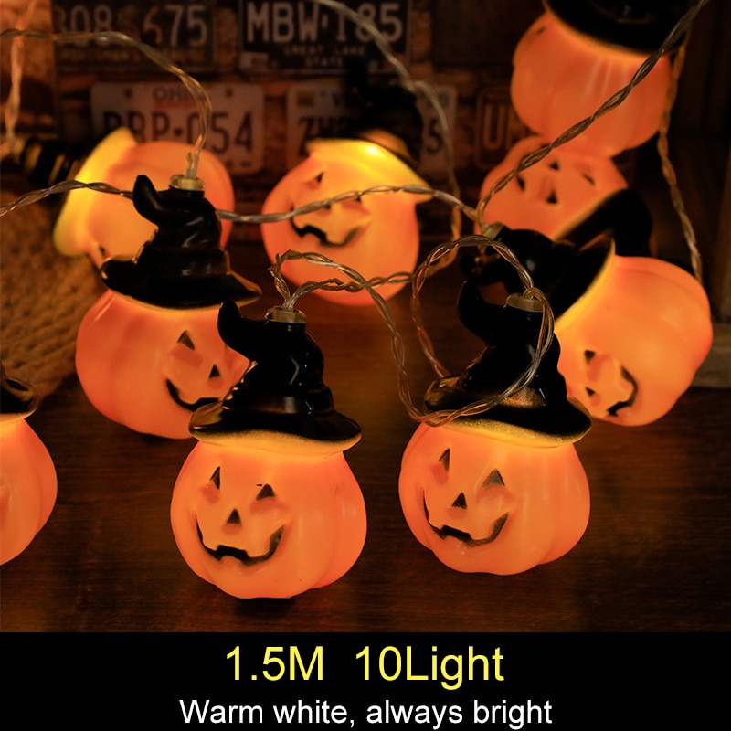 1.5m 10Led Halloween Pumpkin Ghost Skeletons Bat Spider Led Light String Festival Home Bar Party Decor Halloween Ornament — image 8
