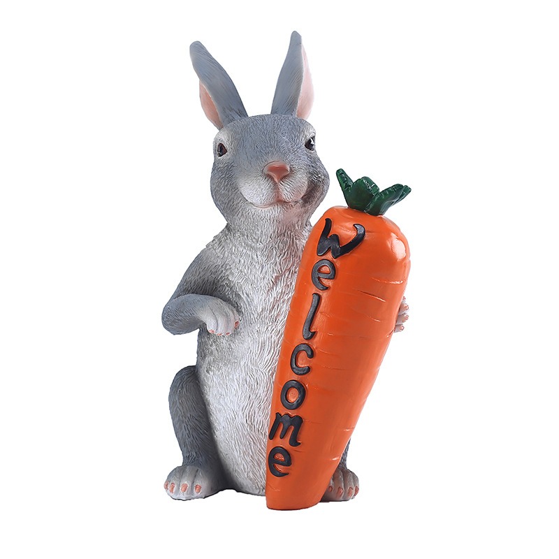 Grey Rabbit Welcome Decoration Outdoor Garden Resin — image 1