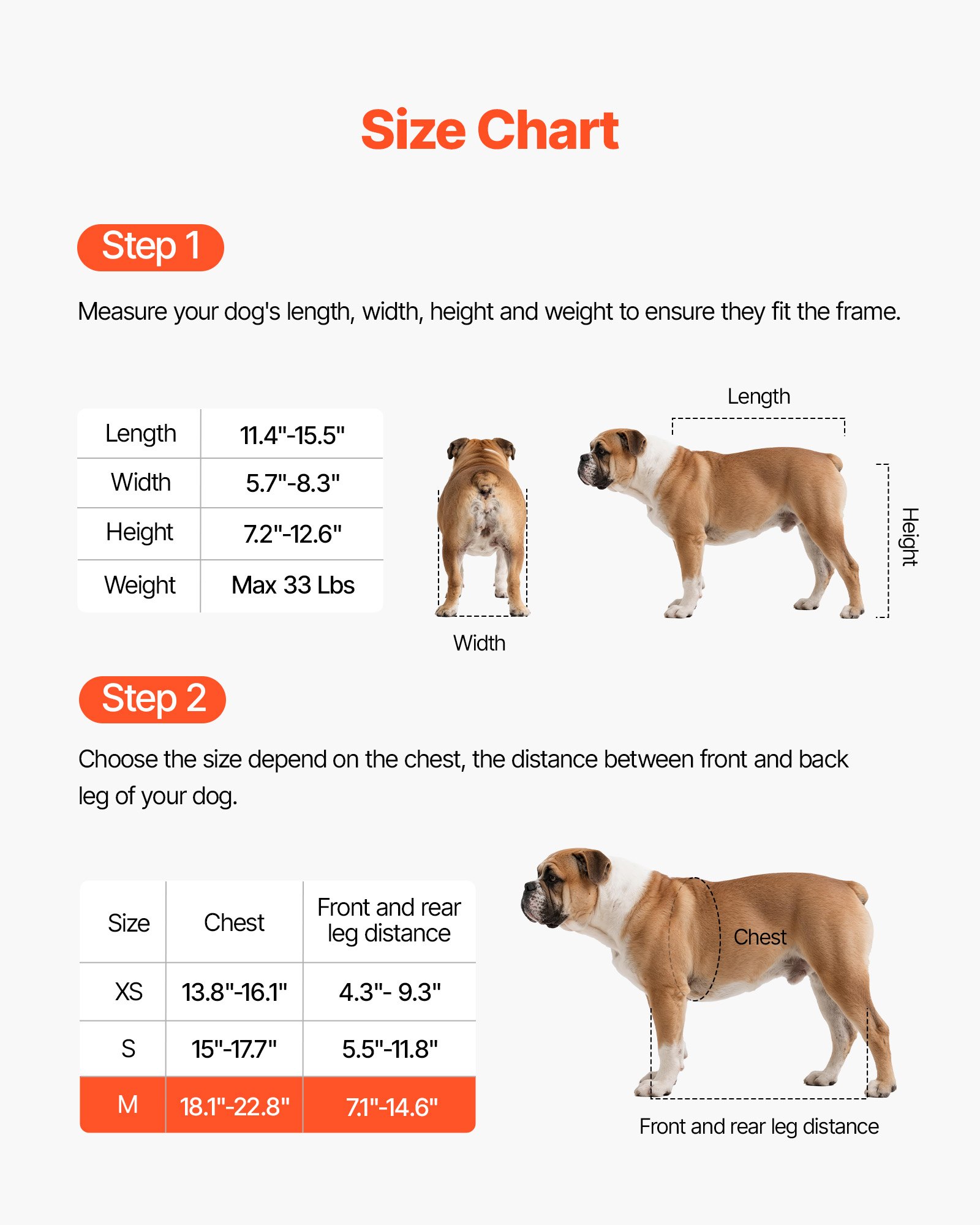 Silla de Ruedas para Perros con Patas Traseras, 2 Ruedas Ajustables - Silla de Movilidad Ligera para Cáncer de Espalda en Perros con Soportes Absorbentes — imagen 3