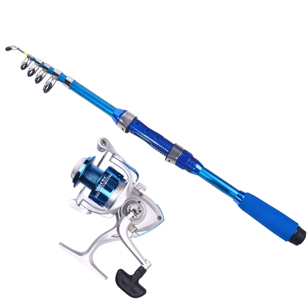 Fishing Pole Fishing Reel Set Full Kits With Telescopic Fishing Rod And Spinning Reel Travel Pole Set 1.8m Rod — image 1