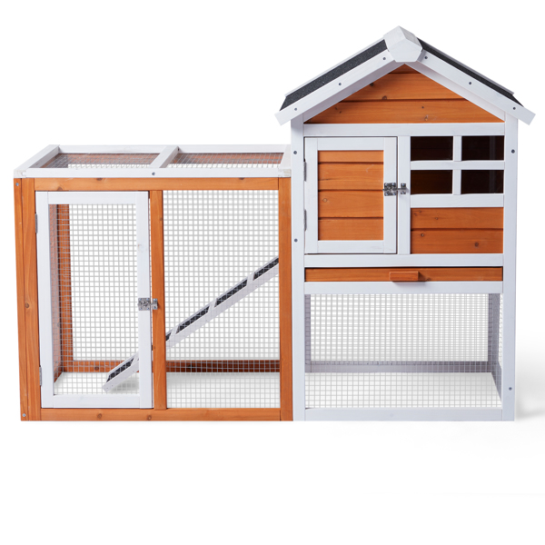 House Type With Running Ladder, Orange-red, Wooden Chicken Rabbit Cage — image 3