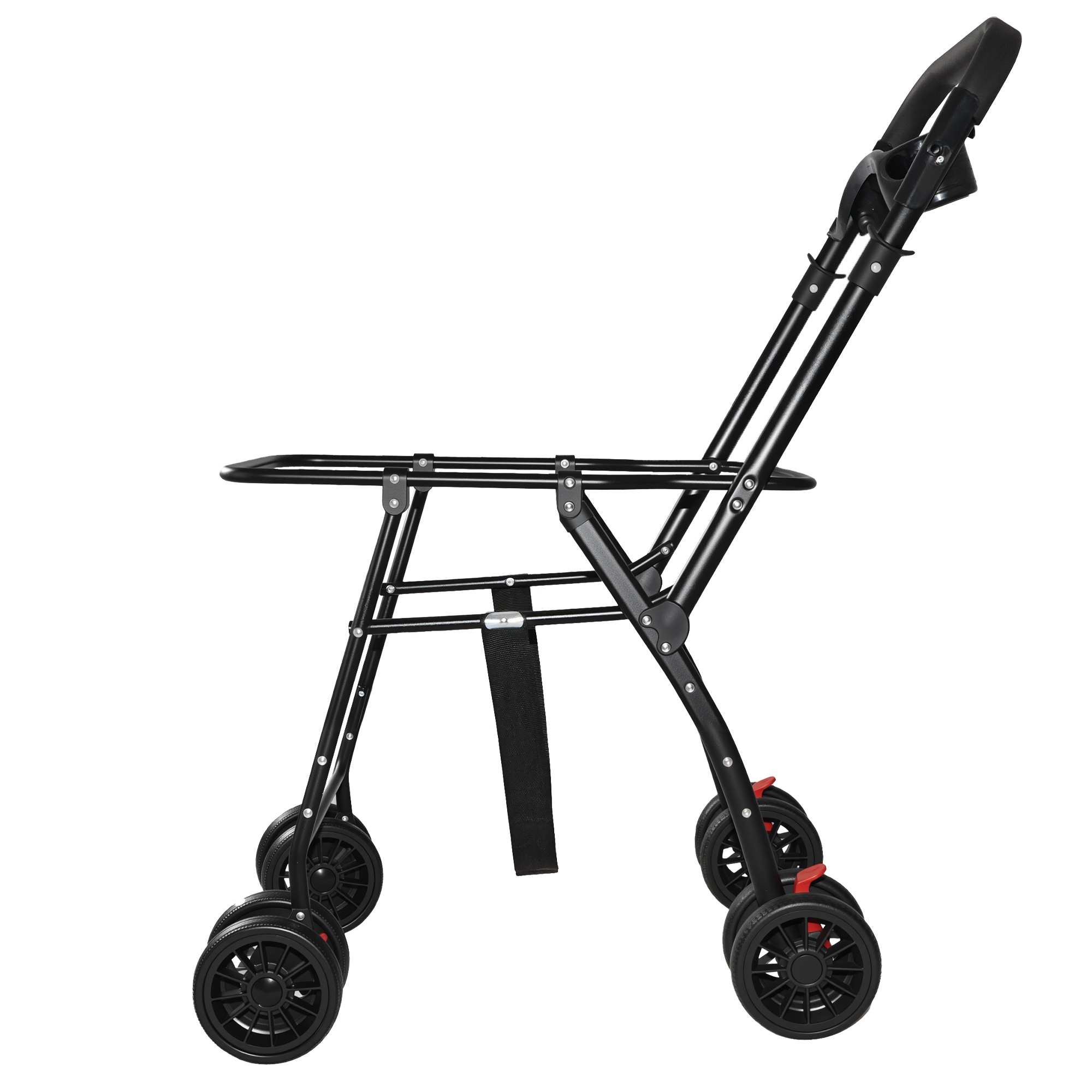 Pet Stroller, Foldable 4-Wheel Design, Breathable Mesh Dog Cat Stroller with Shockproof Wheels, Brake System, Storage Tray, 2 Fixed Safety Leashes, Large Space for Small Medium Pets, Navy Blue — image 10