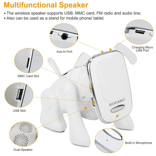 Altavoz Inalámbrico de Perro Mini Portátil Música Stereo Animalito Adorables — imagen 5