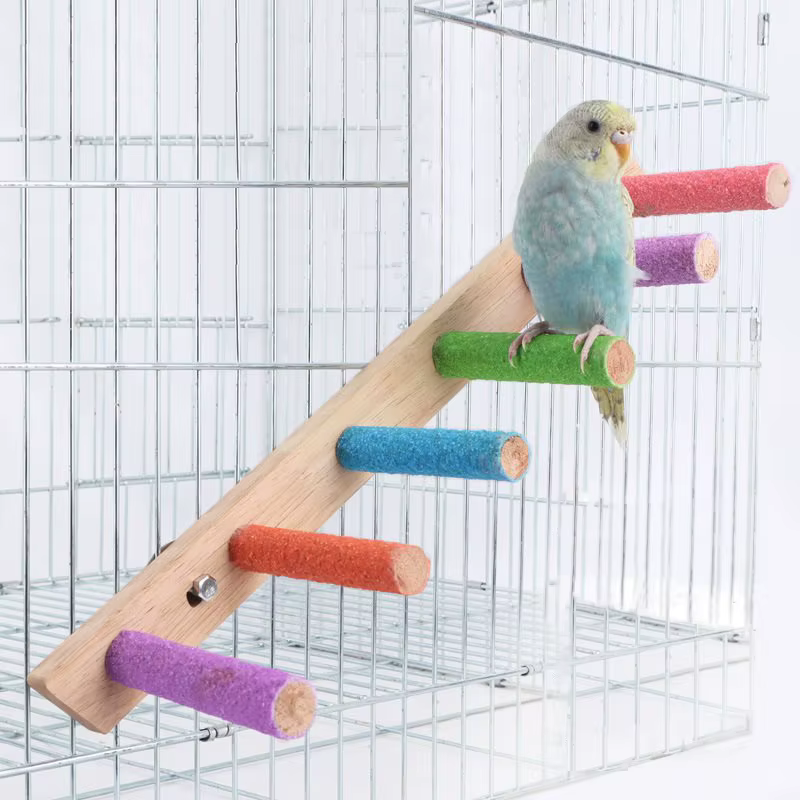 Escalera para Trepar de 4/6/8 Escalones para Aves, Juguete Escalera para Loros, Juguetes Interactivos y Divertidos para Trepar, Estante de Ejercicio de Madera — imagen 1