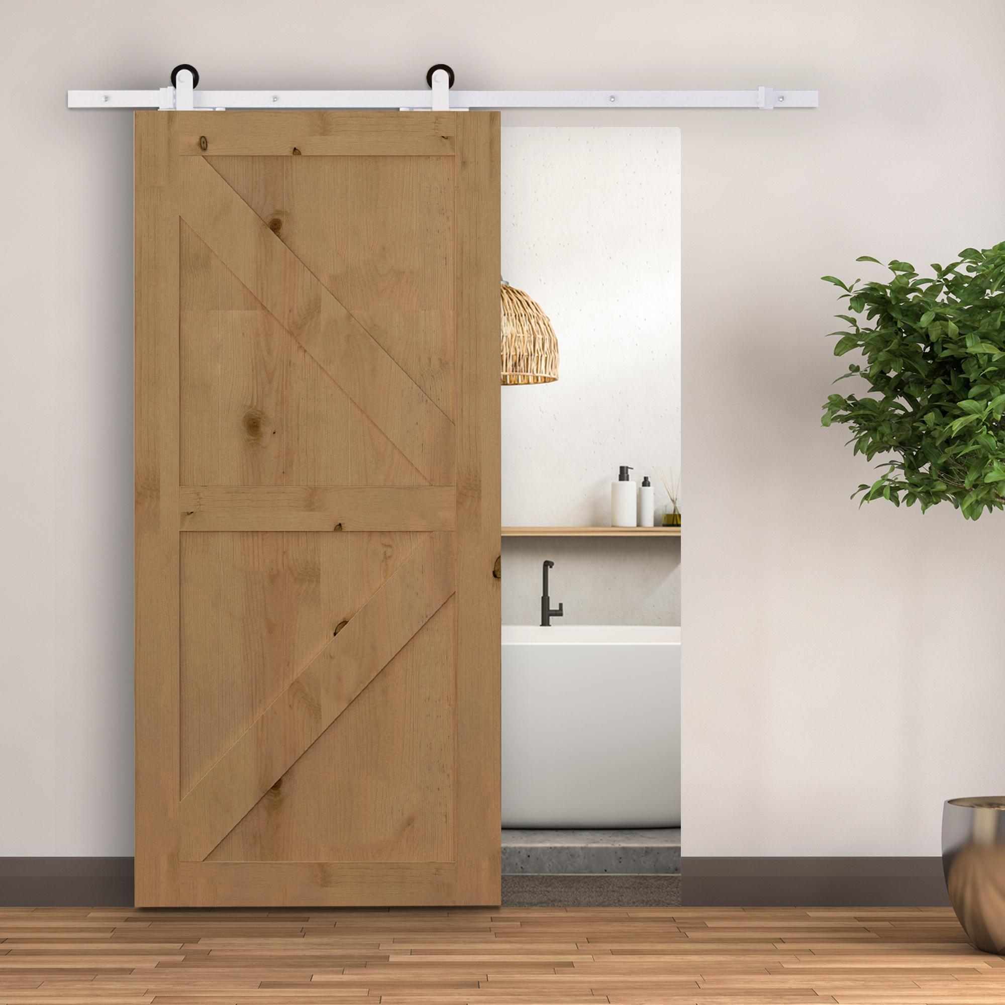 Kit de montaje para puertas correderas interiores rústicas - Blanco (6 piezas) — imagen 1