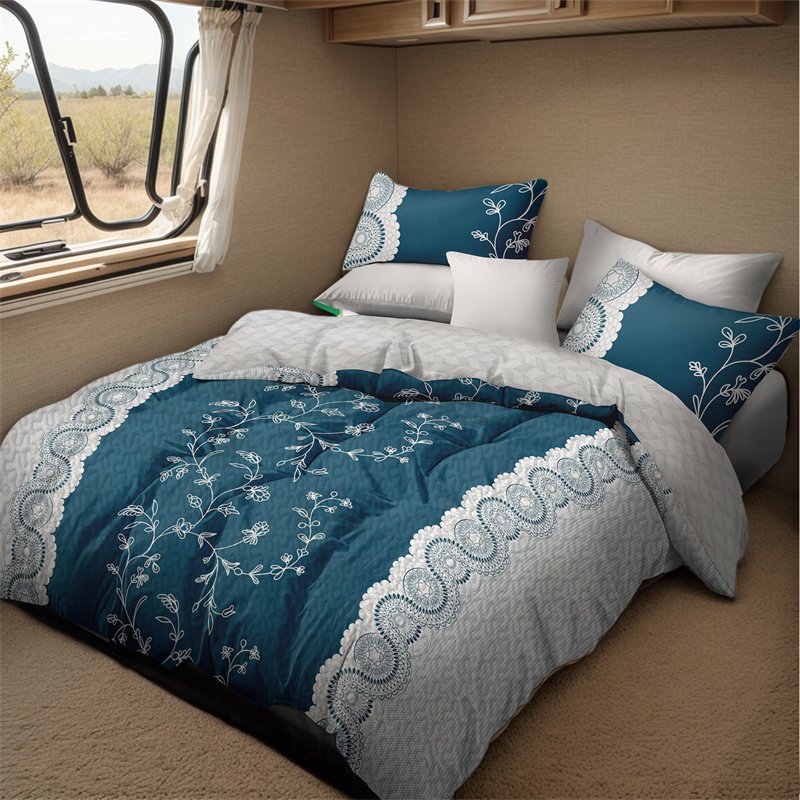 Colección de Edredón Floral Azul Turquesa 3 Piezas con Fundas de Almohadas Ajustadas, Diseño de 130 GSM Microfibra para Camas Fáciles de Limpiar y Amigables con Mascotas — imagen 3