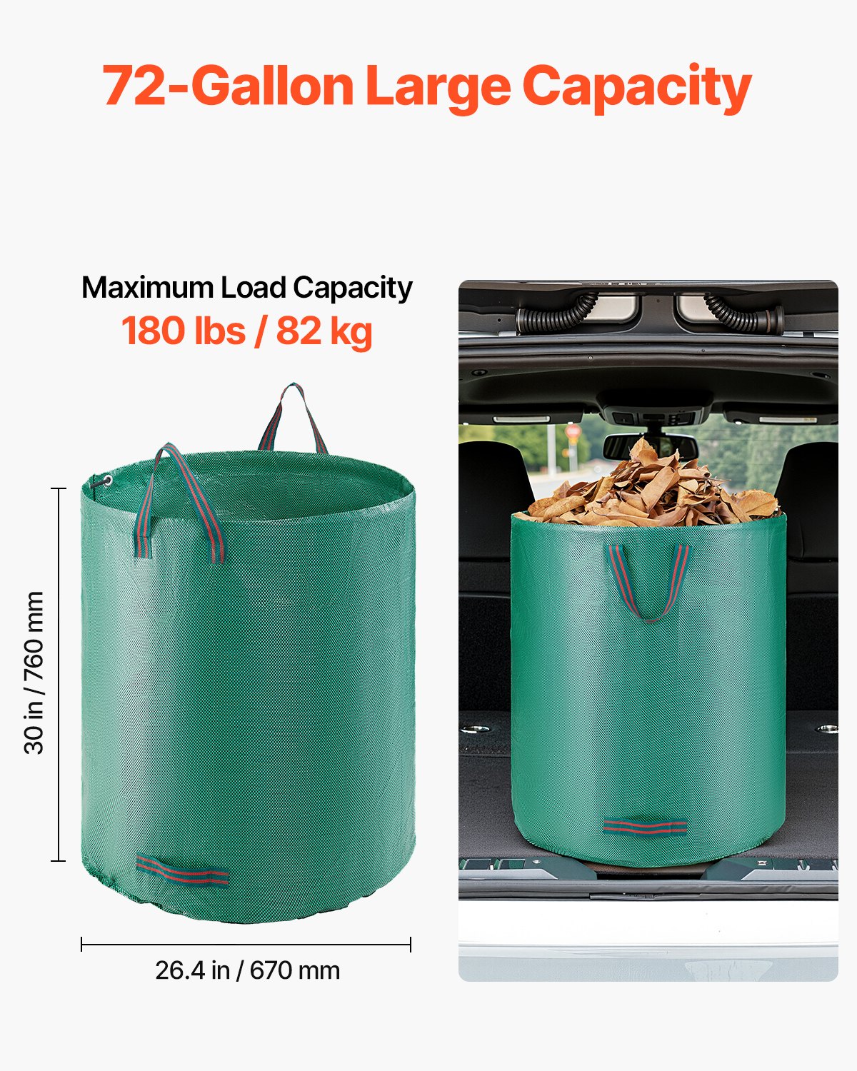 3-Pack 72 Gallon Reusable Yard Waste Bag Garden Leaf Trash Container Lawn Garden — image 5