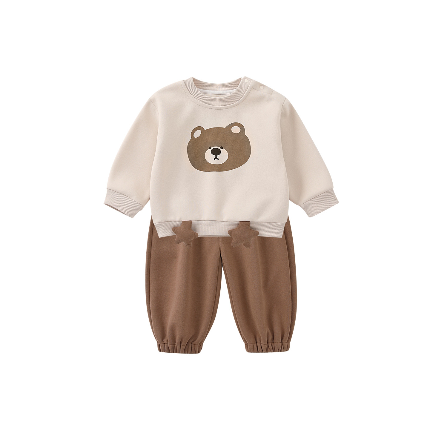 Infant and Toddler Bear Knit Set, Cute Cartoon Hoodie and Pants Two-Piece Outfit — image 2