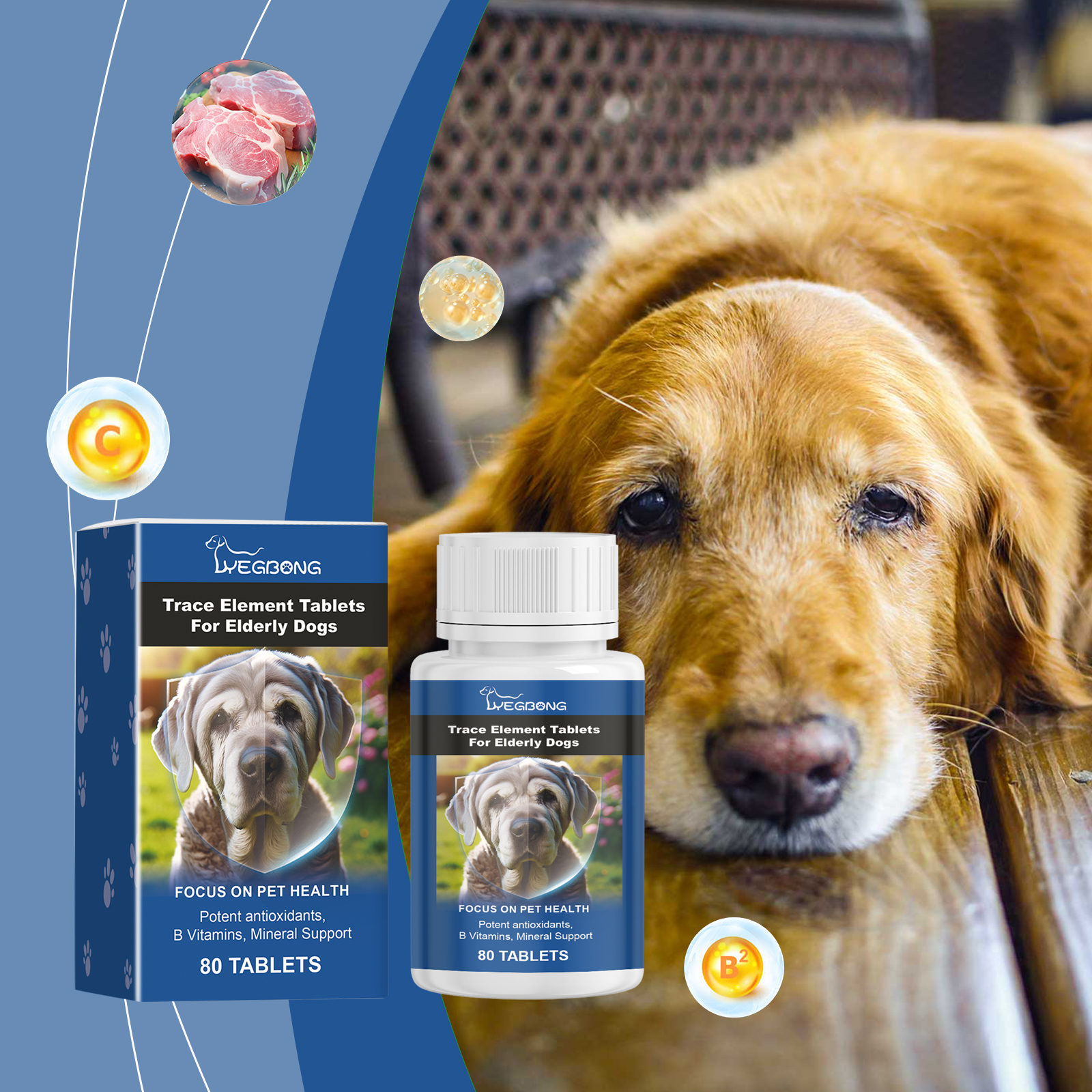 Yegbong Trace Element Tablets For Elderly Dogs, Nerve To Promote Overall Health Calcium Supplement Elderly Dog Care Calcium Tablets — image 3