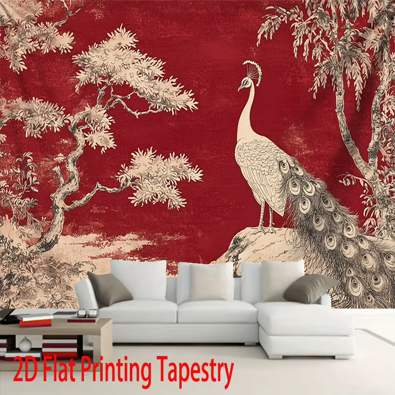 Tapestry de Pavo Asiático con Estilo Chino: Decoración Grande para Habitación o Sala con Accesorios Gratis — imagen 4