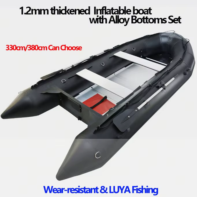 Professional 1.2MM PVC Anti-collision Black Inflatable Boat with Aluminum Floor Set Fishing Speed Raft Kayak Rowing Accessories — image 1