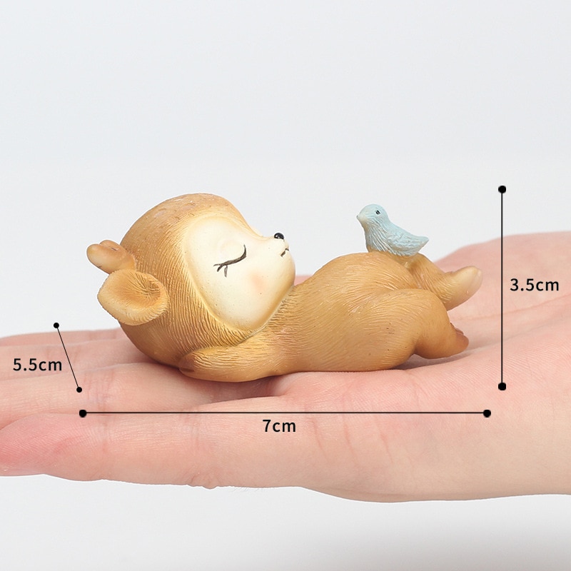 Resin Sleeping Baby Deer Mini 3D Elk Christmas Ornaments Cute Decor for Home Garden Car Xmas Party Table Decoration Kids Gift — image 4
