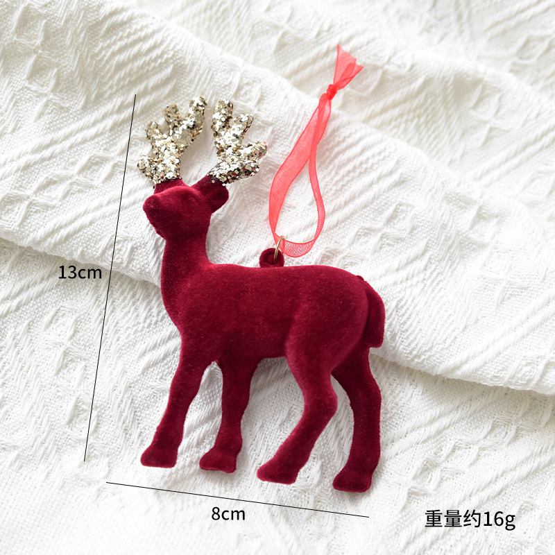 Christmas decoration red flocking elk bell pendant Christmas tree decoration ornaments — image 16