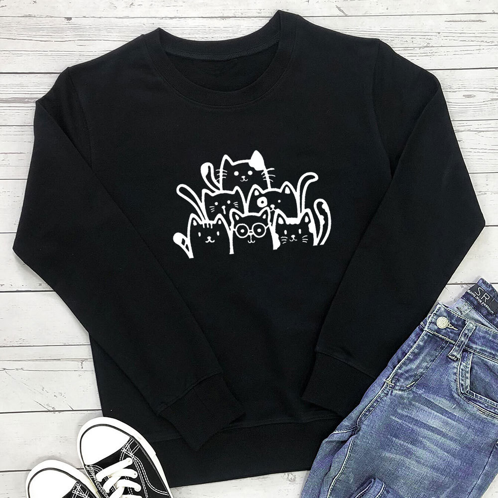 Cartoon Cute Cat Printed Hoodie — image 4