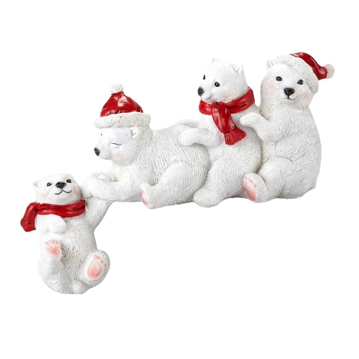 Christmas Dwarf Old Man Lakeside Winter Polar Bear Black Bear Helping Hand Resin Desktop Ornament — image 2