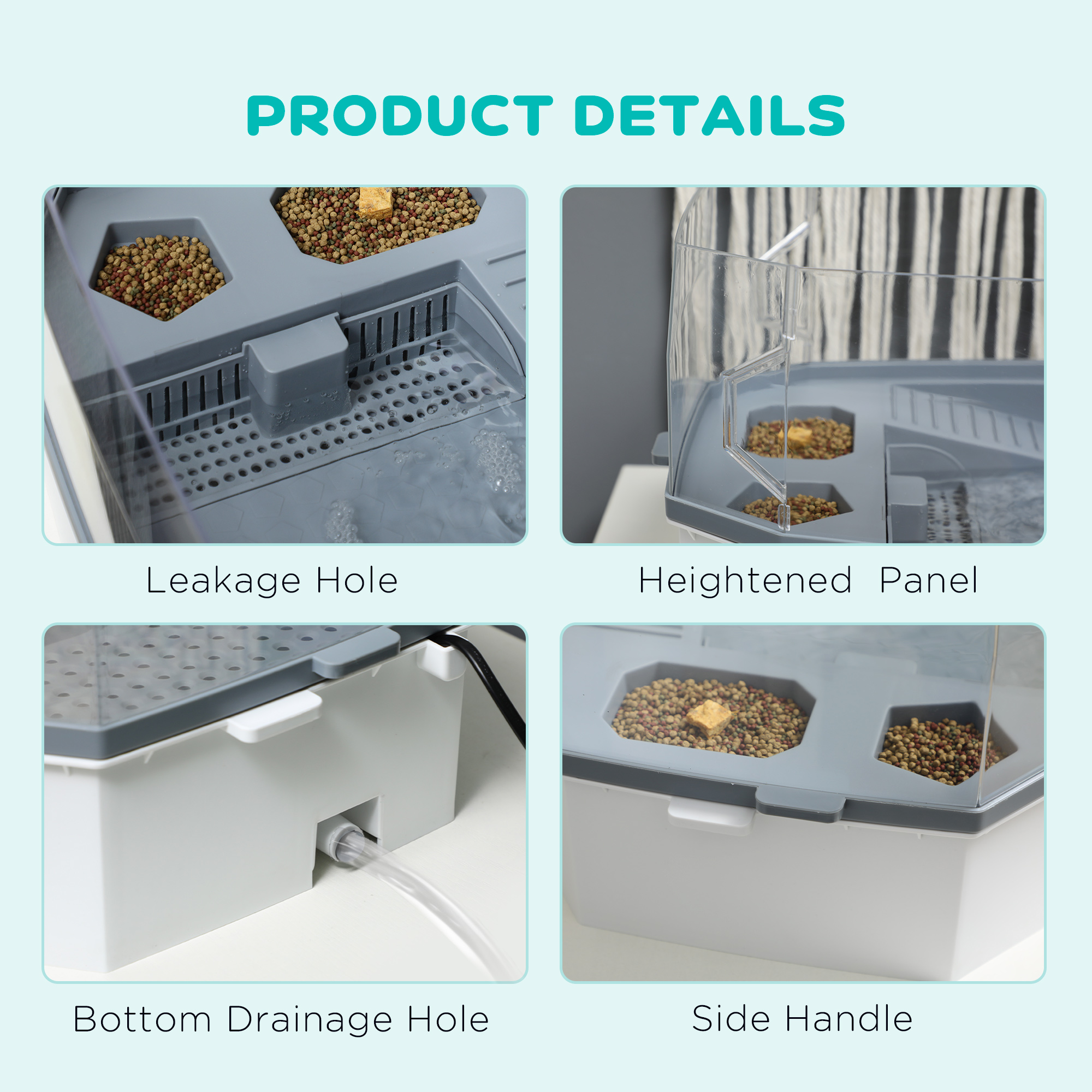 Turtle Tank Kit, Turtle Aquarium with Basking Platform, Water Pump, Filter Layer Design, Full View Visually Reptile Habitat, Easy to Clean and Change Water, Multi Functional Area — image 5