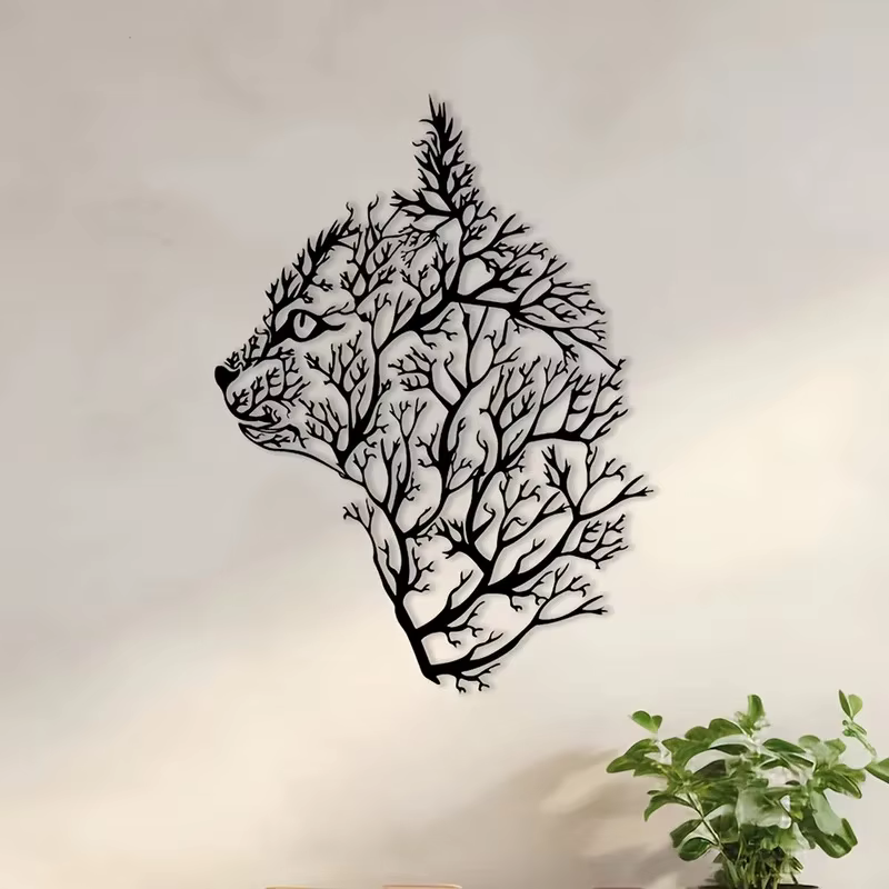 Arte de pared metálico de gato y árbol - Decoración minimalista para dormitorio, sala, oficina - Regalo perfecto para mudanza — imagen 5