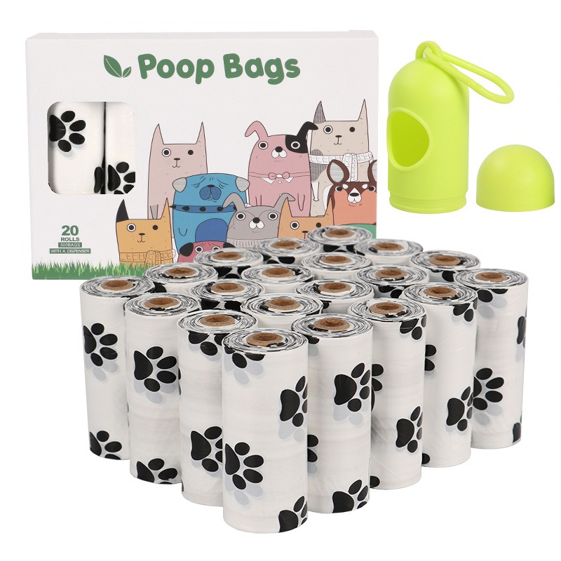 White Footprint Dog Poop Collection Bag D2W Photo Oxygen Degradation Pet Garbage Bag Pet Supplies — image 10