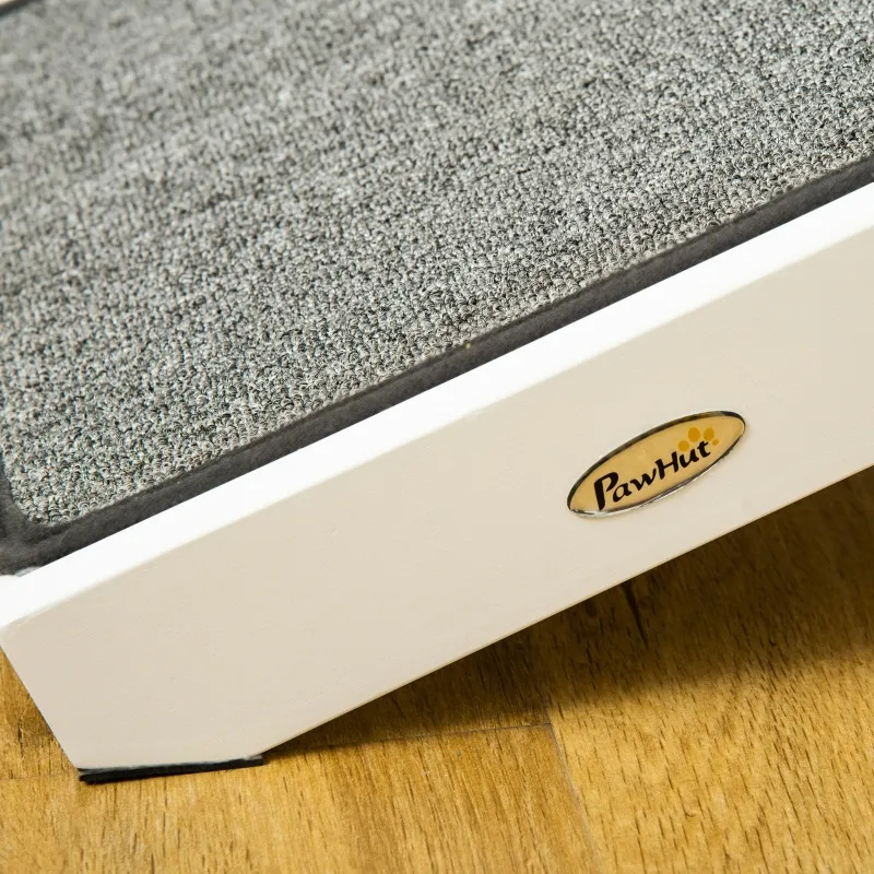 PawHut Dog Ramp Foldable With Non-slip Carpet Top Platform, Gray, White — imagen 2