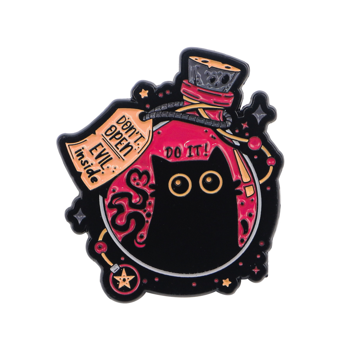 Broche de Gato Negro Adorable de Caricatura para Dama, Pin Insignia de Aleación Metálica, Accesorio para Mochila, Insignia — imagen 5