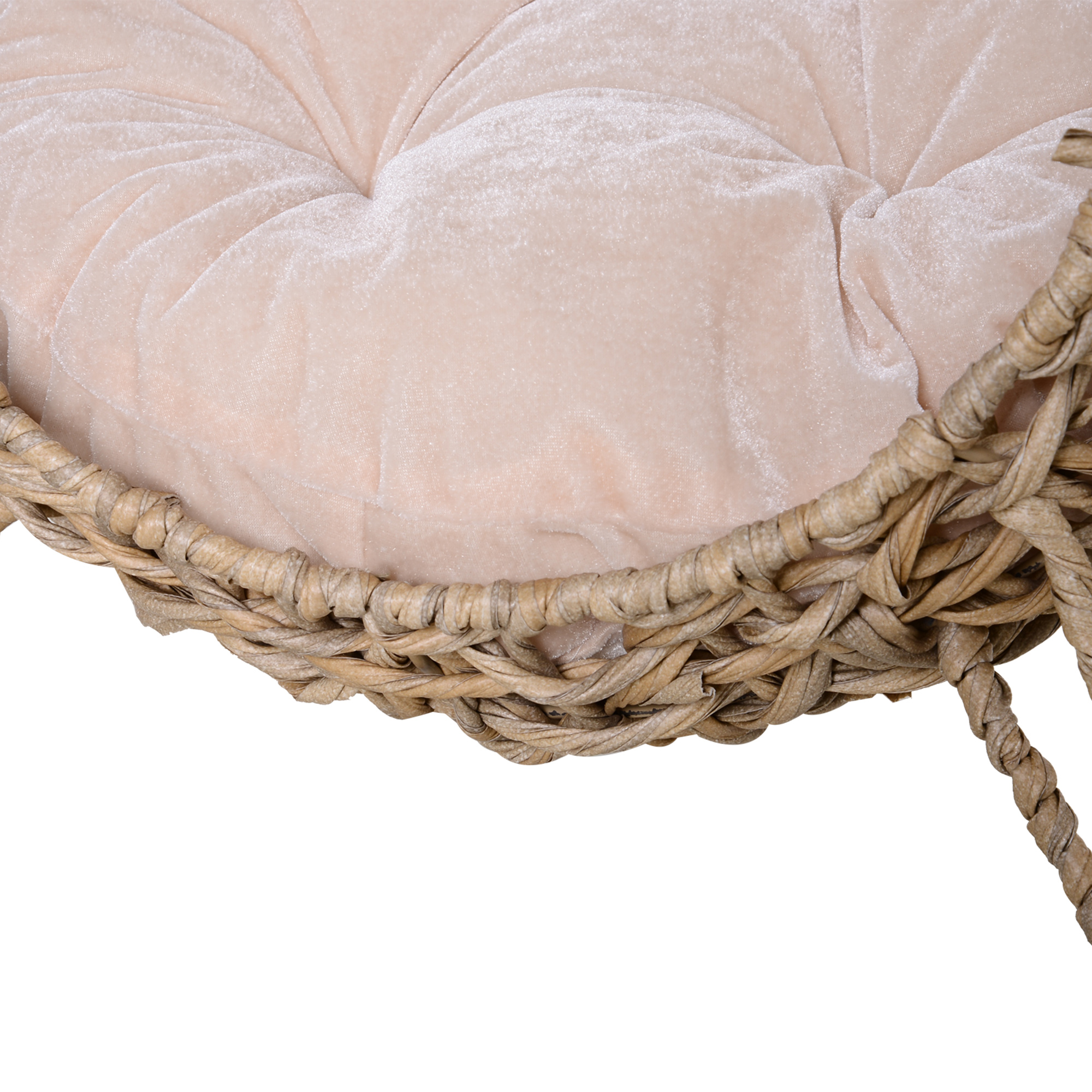 Cama para Gatos Tejida de 20.5", Casa Elevada para Gatitos Tejida a Mano con Hoja de Banano Trenzada, con Cojín, Beige — imagen 3