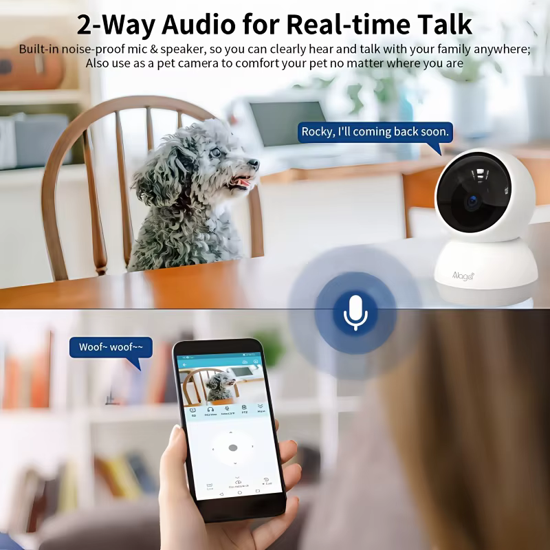 3K Pet Cámara para perros con aplicación móvil, WiFi 5G/2.4G, cámara de seguridad interior para bebés, detección AI 360° de panorámica e inclinación, audio bidireccional, visión nocturna — imagen 5