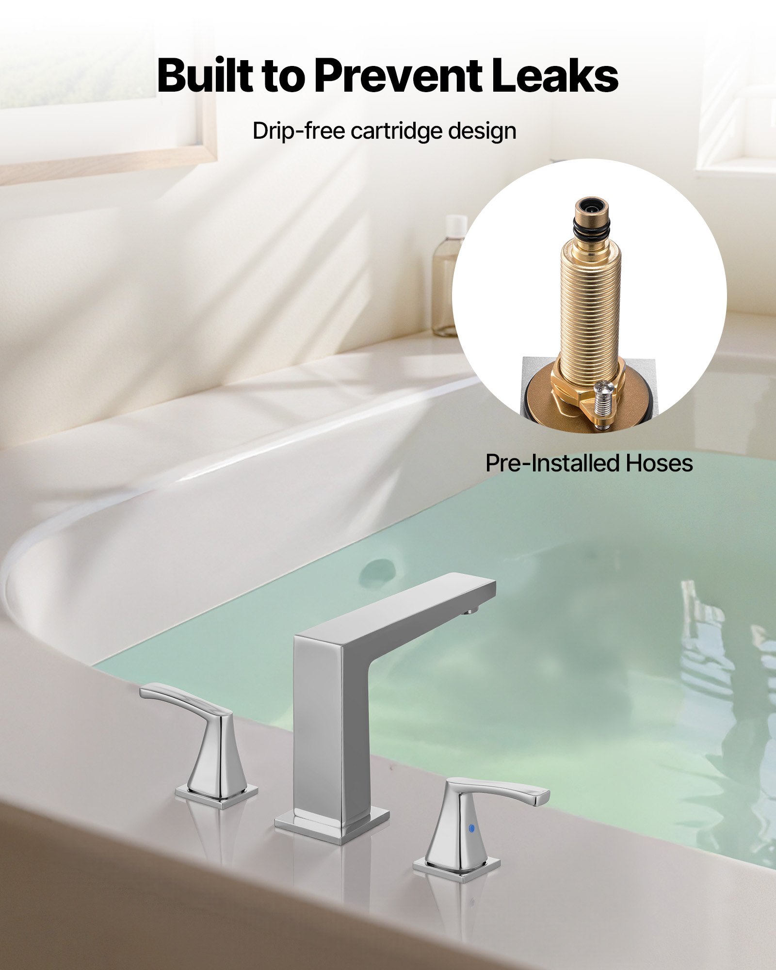 Roman Tub Faucet, 3 Hole Waterfall Bathtub Faucet, Bath Tubs Faucets Set With 2 Handles, Roman Tub Faucets Deck Mount For Pet Washing, Baby Care, Adult Bathing, Silver, Right-Angle Tub Faucet — imagen 2