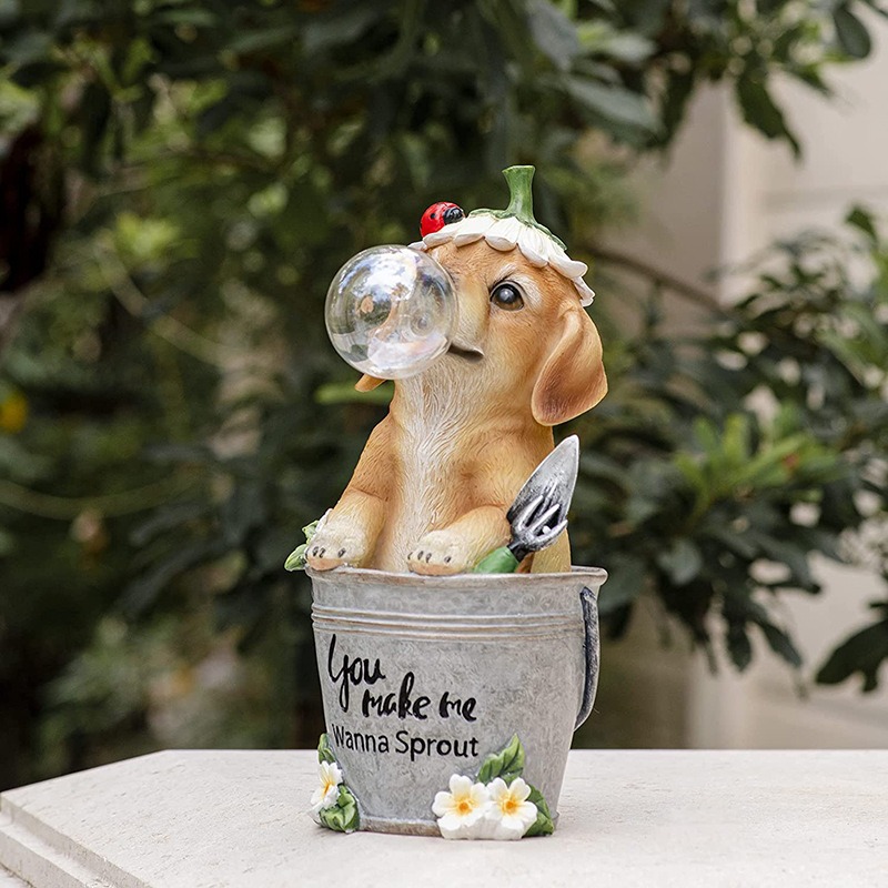 Estatua de burbuja para perros solar con energía renovable, decoración exterior de resina — imagen 5