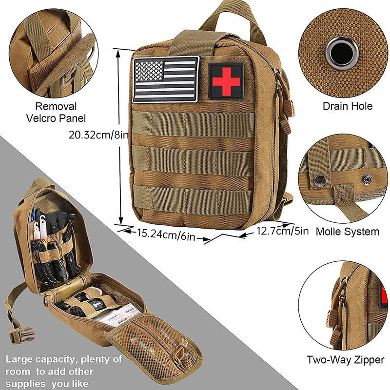Multi-functional Outdoor First Aid Kit, Emergency Survival Gear with Trauma Bag for Camping, Hiking, Hunting Adventures — image 7