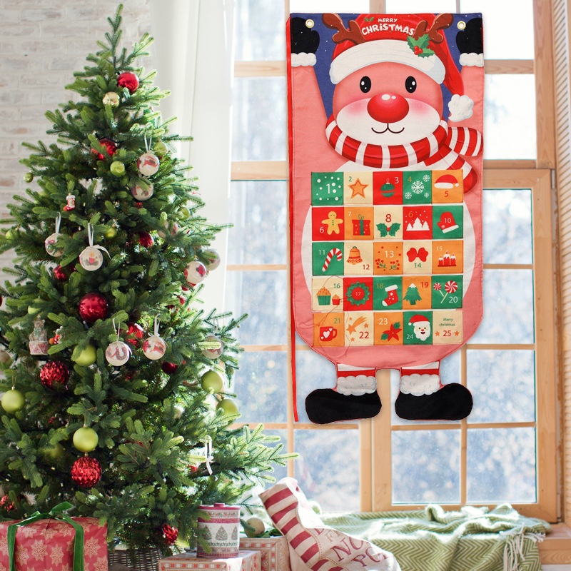 Christmas Printed Santa Claus Reindeer Decorative Hanging Cloth Window Display Scene Decoration — image 3