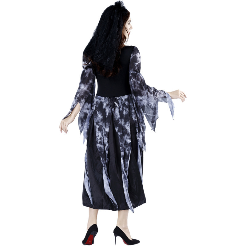 Halloween Dark Evil Crow Tulle Ghost Bride Cosplay Costume for Carnival and Easter Party — image 5