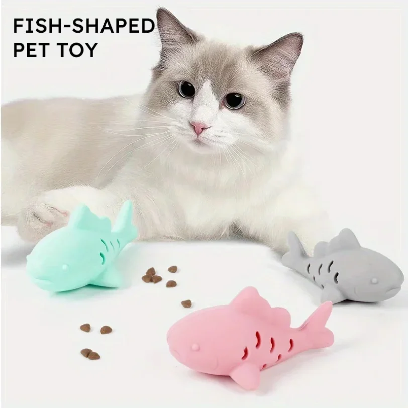 Silicone fish young cat pet teasing cat gnawing and hiding food — image 8